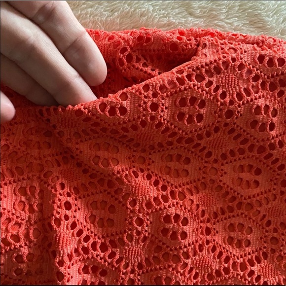 Rewind Eyelet Coral-Orange Shorts - Picture 3 of 7